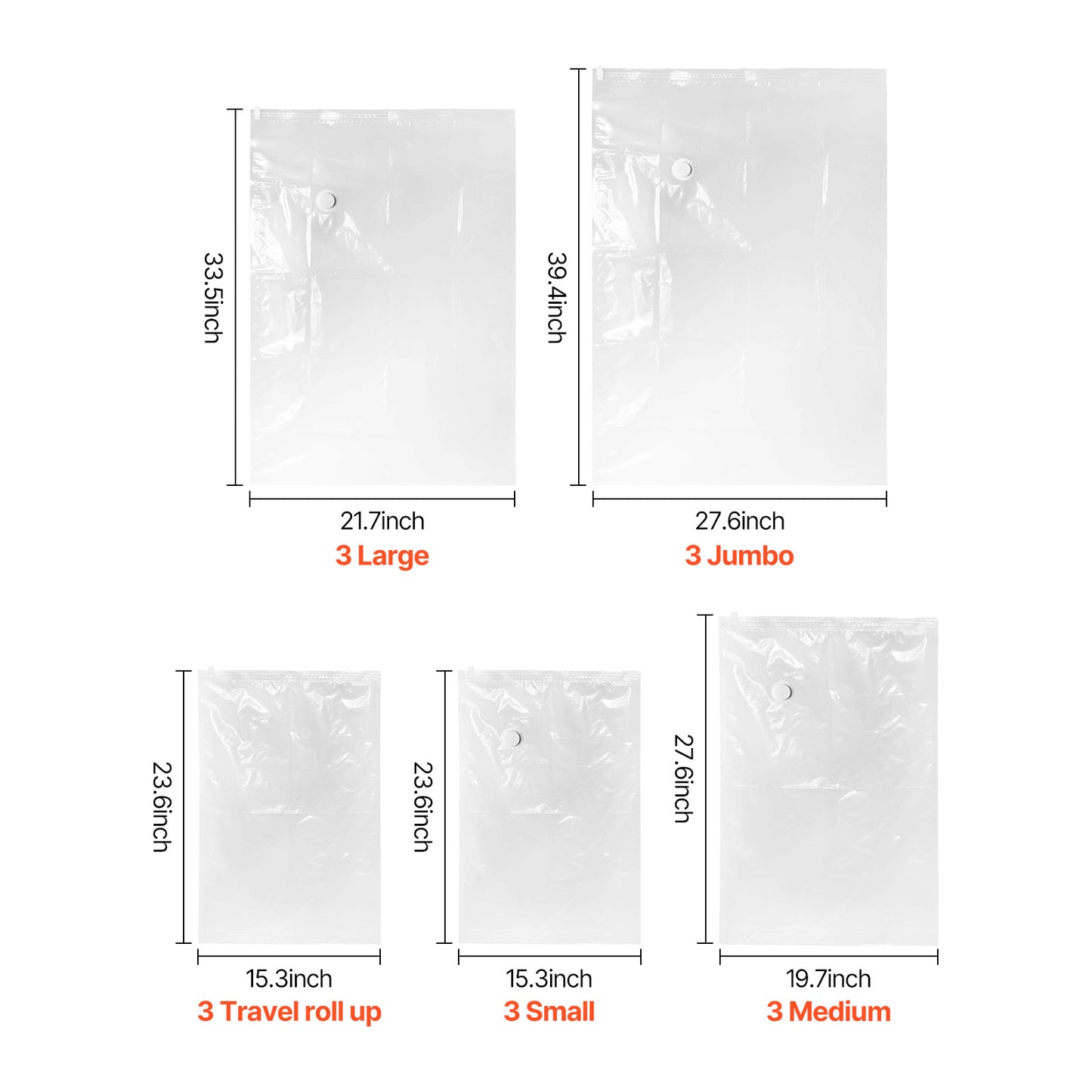 15 Pack Vacuum Storage Bags With Electric Pump, Space Saver Bags Compression For Comforters And Blankets, Sealer Clothes Storage Travel Essentials